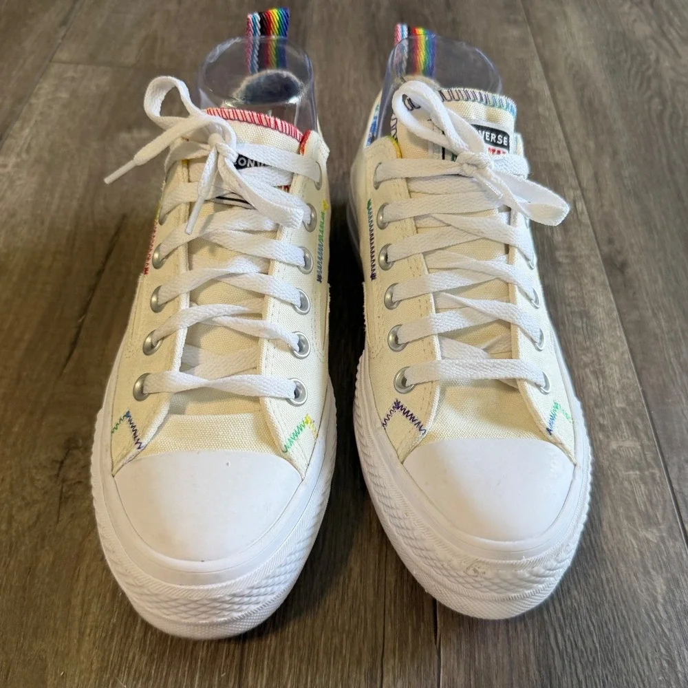 Converse Chuck Taylor All Star Lift Pride Rainbow White Platform Womens 7.5 - Picture 4 of 10